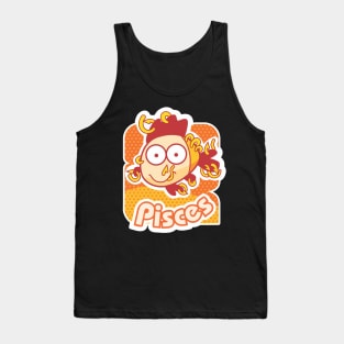 Pisces Colorful Zodiac Sign Cartoon February March Birthday Tank Top